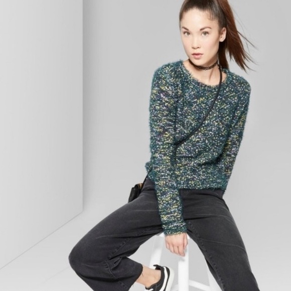 NWT WILD FABLE Fuzzy Sweater / Green / L - Picture 1 of 8